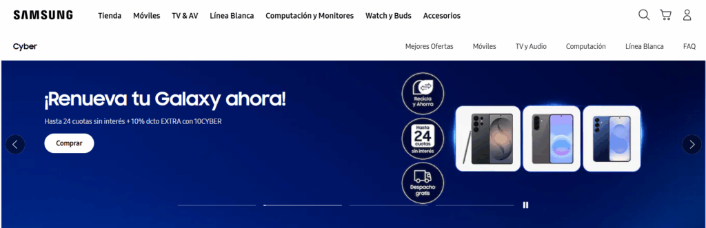 webpage Samsung Chile Cyber